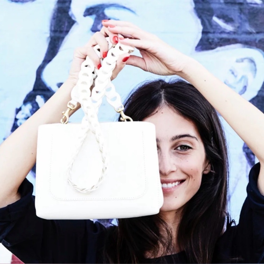 Clare V. Vivier Brique structured bag top handle & crossbody link strap ivory